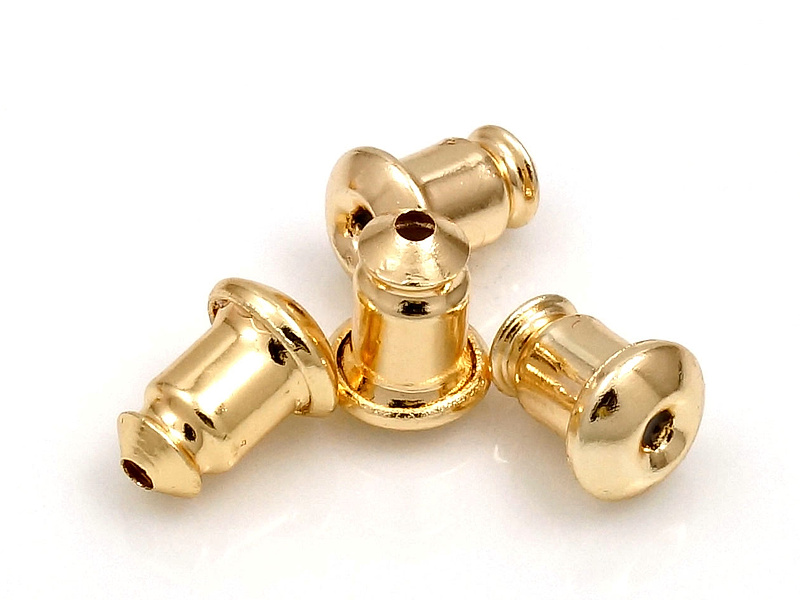 Заглушки для пусет, рассчитанные на многократное применение для создания бижутерии (украшений). Покрытие - золото 14К. Цена указана за 2 пары.
