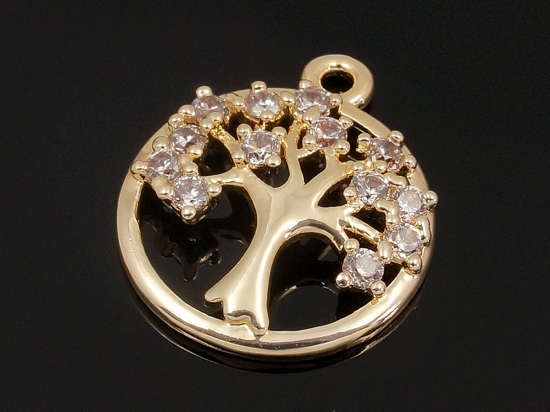 Подвеска "Золотое дерево с хрустальными яблочками"  для создания бижутерии (украшений). Покрытие - золото 14к. Вставки - ювелирные кристаллы. Размеры - 14х14х3 мм. В длину с подвесным колечком - 17 мм. Диаметр подвесного колечка - 1.5 мм, колечко замкнуто. Цена указана за штуку.
