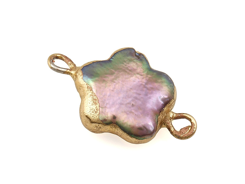 Коннектор с барочным жемчугом "цветок" 19x11x4мм