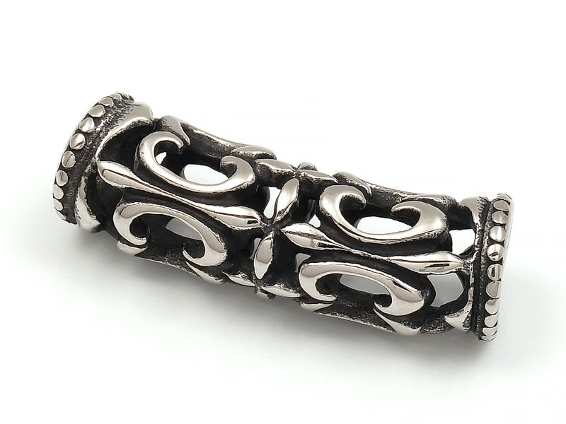 Бусина трубочка для создания мужских украшений, цвет "античное серебро". Основа - нежравеющая сталь. Диаметр отверстия - 7 мм. Цена за шт.
