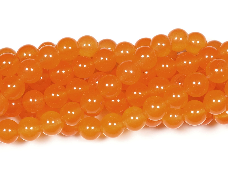 Бусины оранжевого кальцита (тонированый кварц). Диаметр отверстия - 1.3 мм. Размеры, вес, длина и количество бусин на нити указаны примерно.
