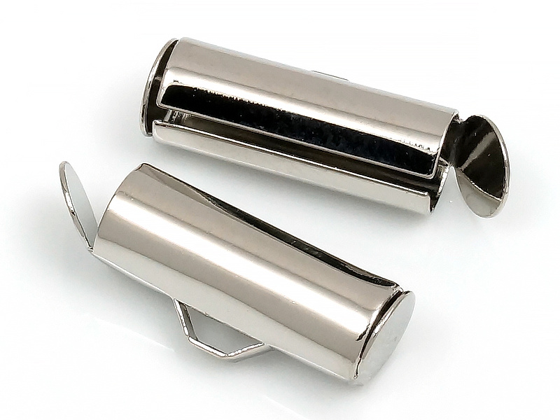 Серебряные концевики трубочки 14 мм для стразовой цепочки