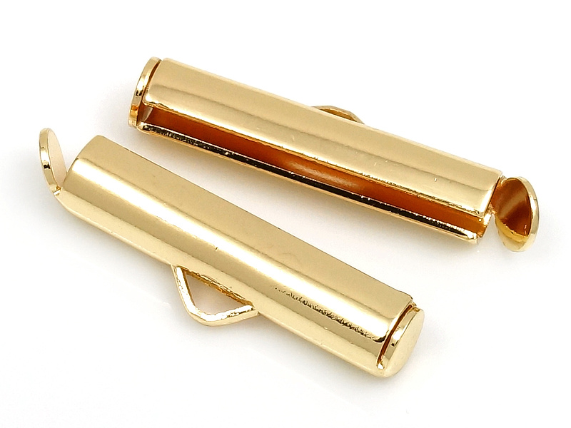 Золотые концевики трубочки 20 мм для стразовой цепочки