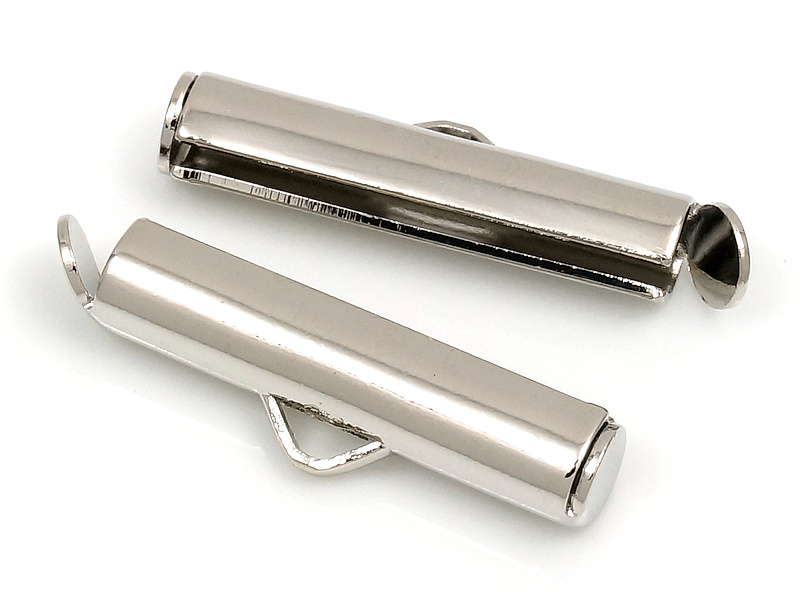 Серебряные концевики трубочки 20 мм для стразовой цепочки