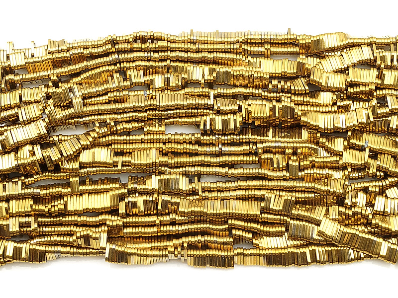 Бусины гематита тила с двумя отверстиями золото (гематин). Диаметр отверстия 1 мм. Размеры, вес, длина и количество бусин на нити указаны примерно.&nbsp;
