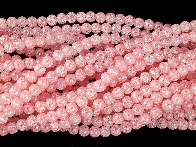 Бусины розового "сахарного кварца"  (торговое  название, стекло, тонировано).  Диаметр отверстия 1 мм. Размеры, вес, длина и количество бусин на нити указаны примерно.
