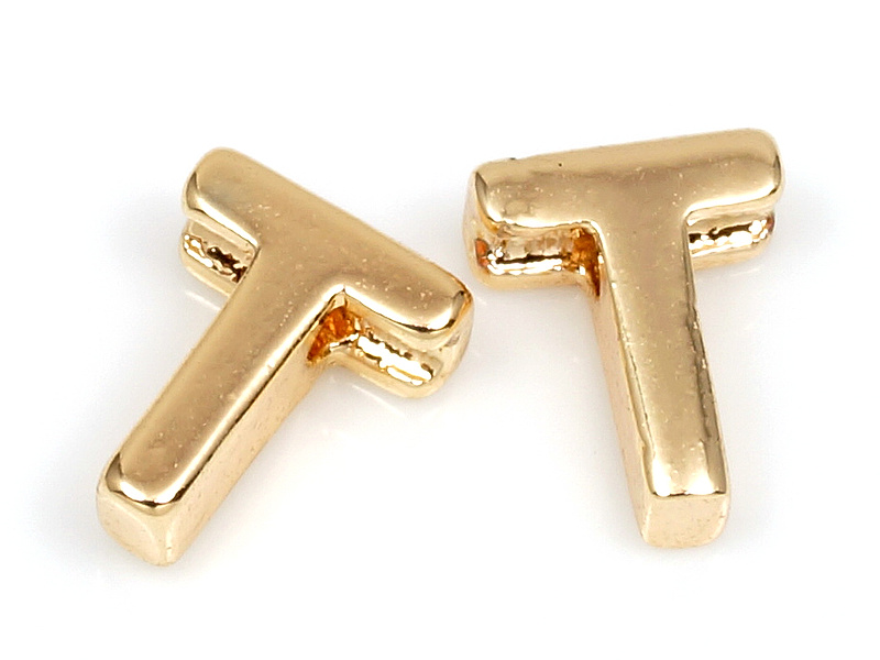 Подвеска буква "T" для создания бижутерии (украшений). Покрытие - золото 14К. Диаметр отверстия - 1.1 мм. На подвесках с уценкой неровности литья. Цена указана за штуку.
