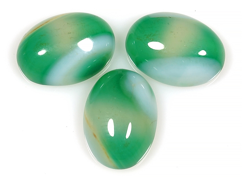 Комплект кабошонов зеленого агата