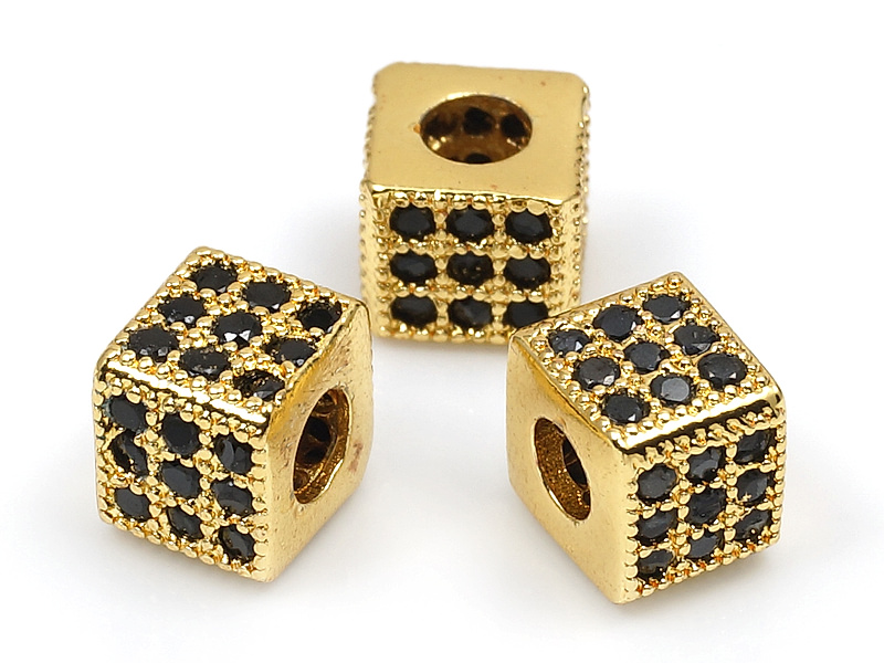 Бусина "Кристальный куб" для создания бижутерии (украшений). Покрытие - золото 14К. Вставки - фианиты. Диаметр отверстия - 3 мм. На бусинах с уценкой неровности. Цена указана за штуку.
