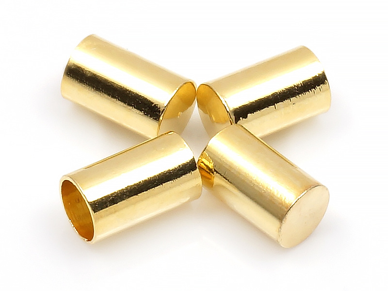 Концевик для шнура для создания бижутерии (украшений). Покрытие - золото 14К. Диаметр отверстия - 2.7 мм. Цена указана за 10 штук.
