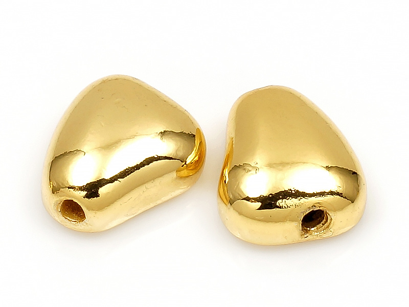 Бусина "Золотой камушек" для создания бижутерии (украшений). Покрытие - золото 14К. Диаметр отверстия - 1 мм. На бусинах с уценкой неровности. Цена указана за штуку.
