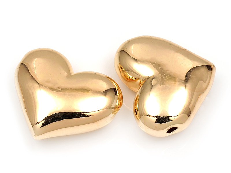 Бусина "Сердце" для создания бижутерии (украшений). Покрытие - золото 14К. Диаметр отверстия - 1 мм. Цена указана за штуку.
