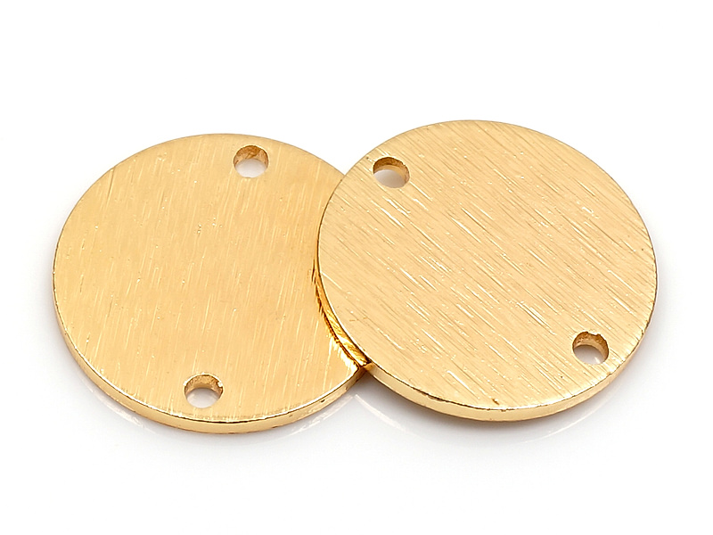 Коннектор "Монетка" для создания бижутерии (украшений). Покрытие - золото 14К. Диаметр отверстий - 1.5 мм. Цена указана за штуку.
