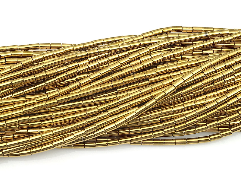 Бусины гематита (гематин) трубочки золото. Размеры, вес, длина  и количество бусин  на нити указаны примерно.
