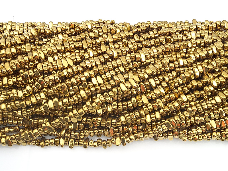 Бусины крошка гематита золото (гематин). Диаметр отверстия 1 мм. Размеры, вес, длина и количество бусин  на нити указаны примерно.
