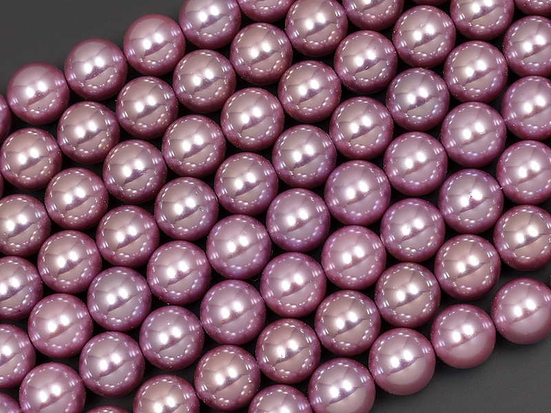 Бусины круглого сиреневого жемчуга Shell Pearl