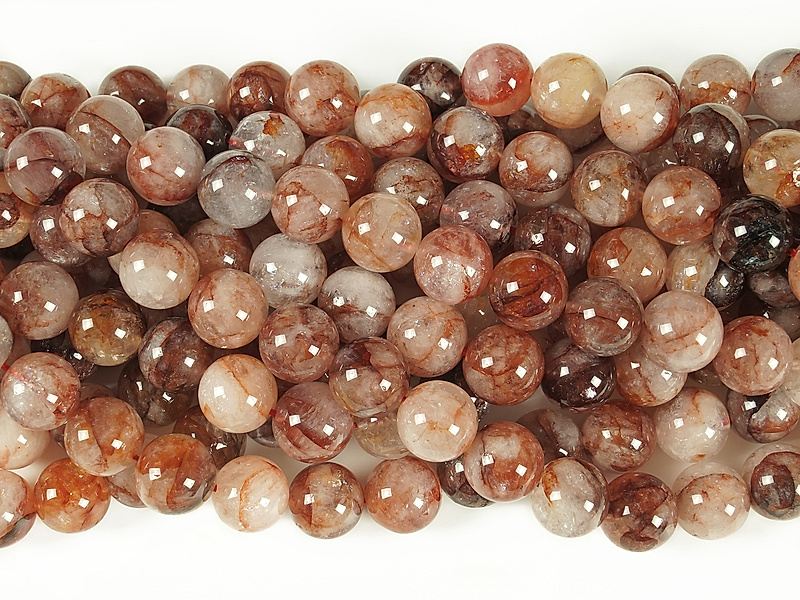 Бусины цитрина с ожелезненным кварцем