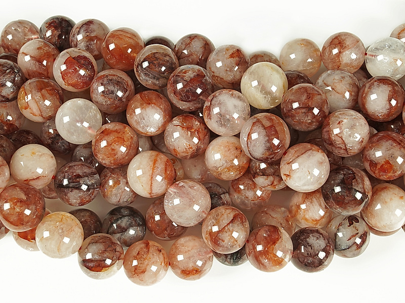 Бусины цитрина с ожелезненным кварцем (красный кварц азезтулит)