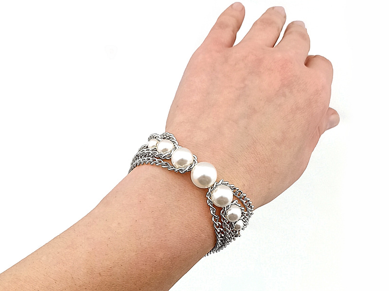Набор материалов "Браслет с жемчугом Melanie Geargcopoulos" серебро