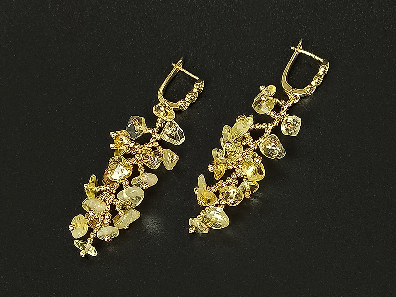 Набор материалов "Серьги веточки английский замок с цитрином"