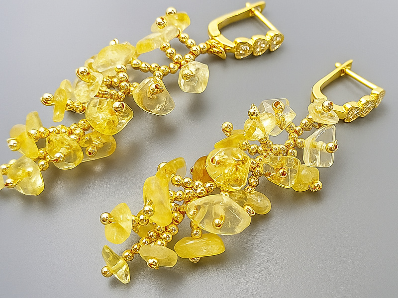 Набор материалов "Серьги веточки английский замок с цитрином"