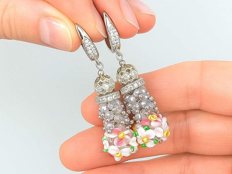 Набор материалов "Серьги с бусинами лэмпворк"