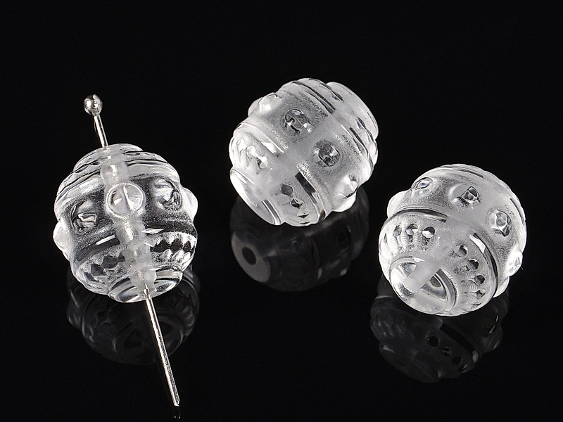 Резные бусины горного хрусталя "Бочонок с шариками"