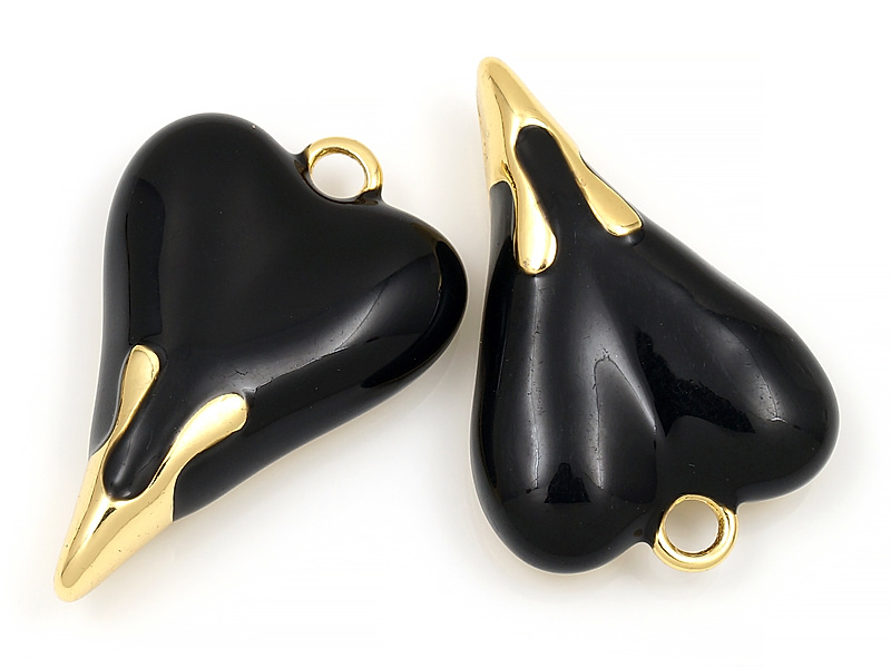 Подвеска "Черное сердце с гладким золотым кончиком"