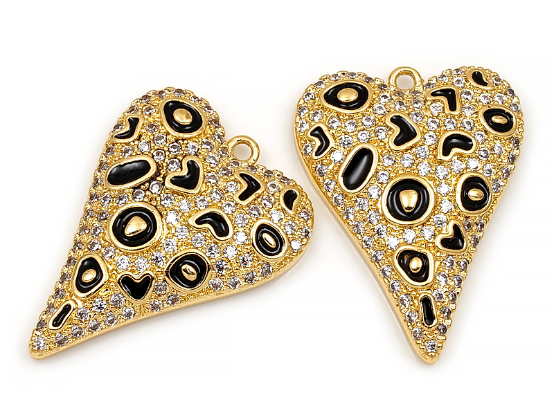 Подвеска "Сердце черно-золотых сердечек"