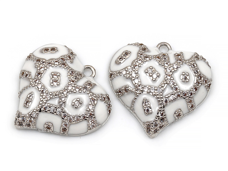 Подвеска "Сердце c серебряной сеточкой кристаллов"