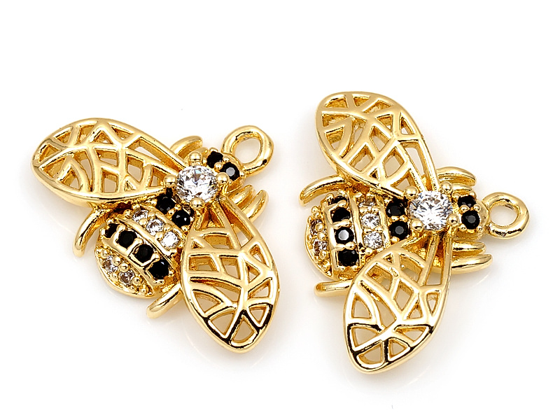 Подвеска "Золотая ажурная пчела с черными фианитами" для создания бижутерии (украшений). Покрытие - золото 14К. Вставки - инкрустация черными и прозрачными фианитами. Размеры - 13х18х3.5 мм. Диаметр подвесного колечка - 1.5х1 мм, колечко замкнуто. На подвесном колечке несъемный бейл, внутреннее пространство - 4х2.5 мм. Цена указана за штуку.
| Интернет-магазин товаров для рукоделия