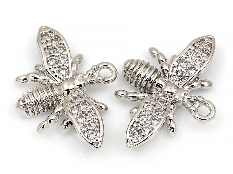 Подвеска "Серебряная резвая пчелка с фианитами"