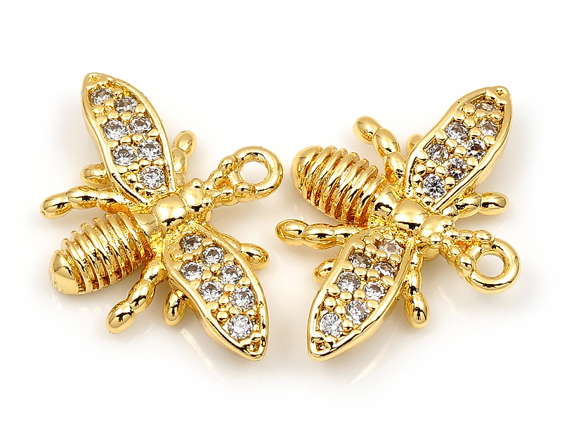 Подвеска "Золотая резвая пчелка с фианитами"