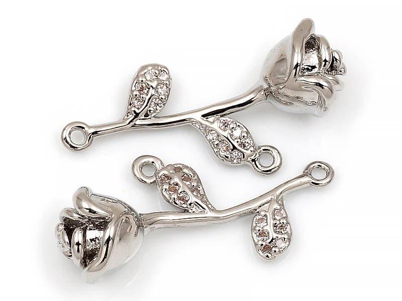 Подвеска - коннектор "Серебряная розочка с фианитами"