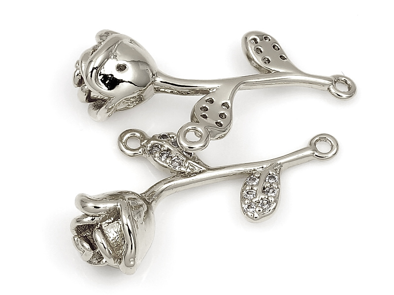 Подвеска - коннектор "Серебряная розочка с червоточиной"