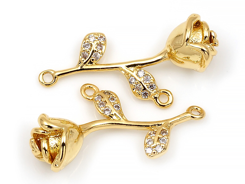 Подвеска - коннектор "Золотая розочка с фианитами"