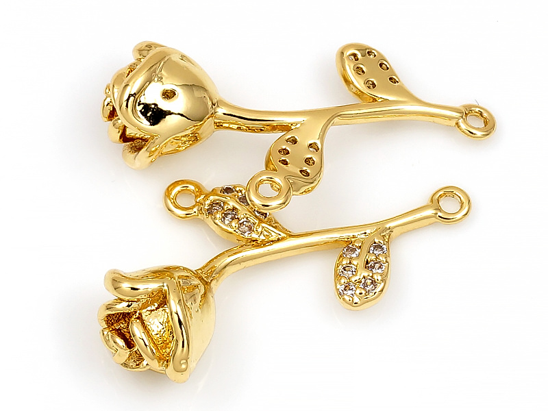 Подвеска - коннектор "Золотая розочка с червоточиной"