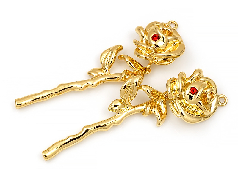 Подвеска "Золотая роза с рубином"