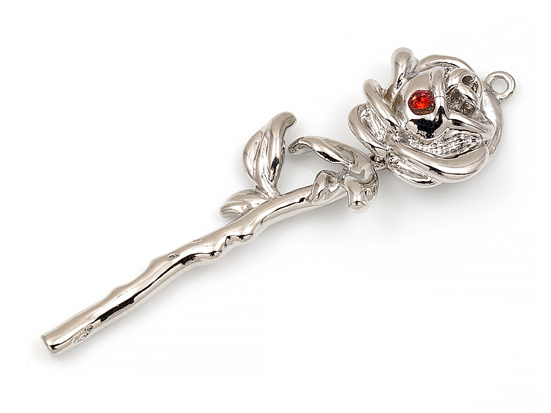 Подвеска "Серебряная роза с рубином"