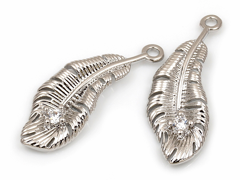 Подвеска "Серебряное перо с фианитом"