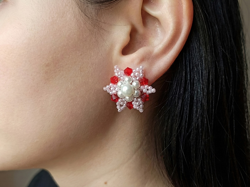 Набор материалов "Серьги снежинки пусеты"