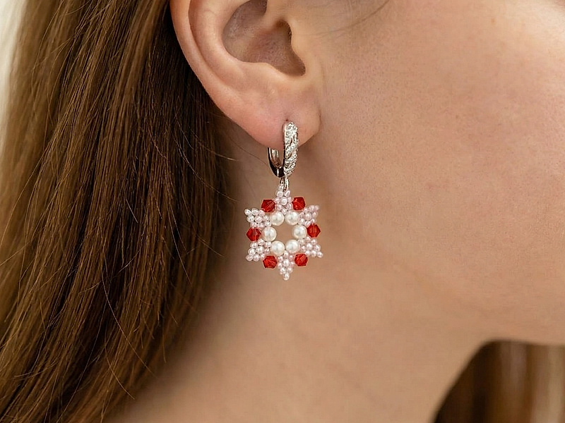 Набор материалов "Серьги снежинки английский замок"