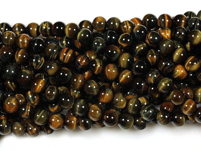 Бусины тигрово - соколиного глаза