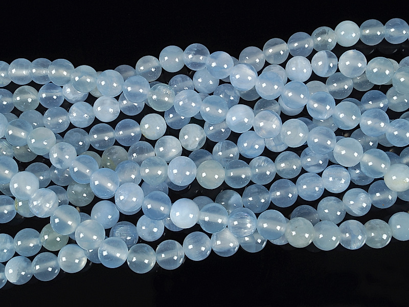 Бусины голубого кальцита