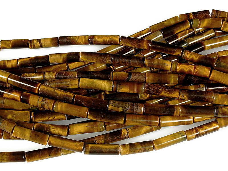 Бусины трубочки тигрового глаза