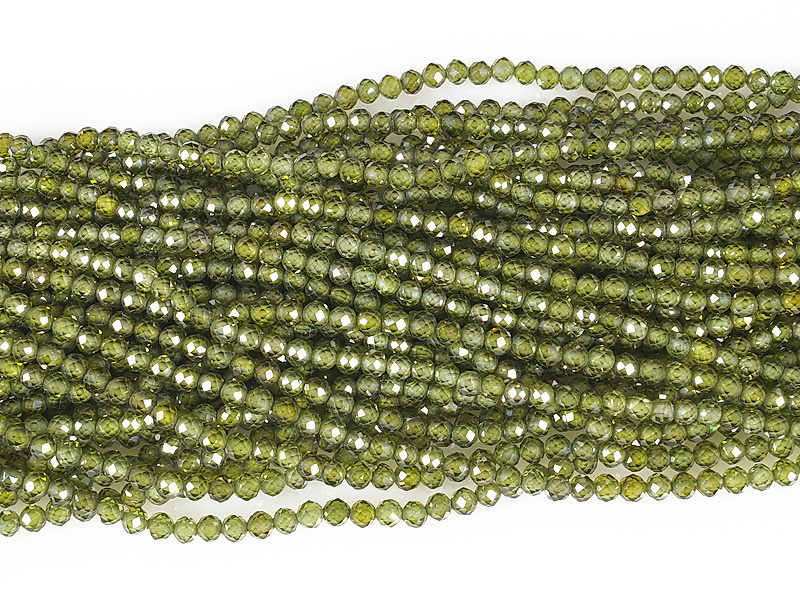 Граненые бусины зеленые фианиты (цирконы)