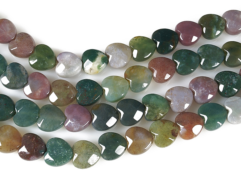 Граненые бусины сердечки гелиотропа  (халцедон, моховой агат, гелиотроп)