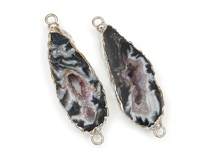 Коннектор среза жеод морозного агата в оправе цвета "серебро". Подвес - 2 мм. Размеры и вес усреднены. Мелкие выемки.
 | Интернет-магазин товаров для рукоделия