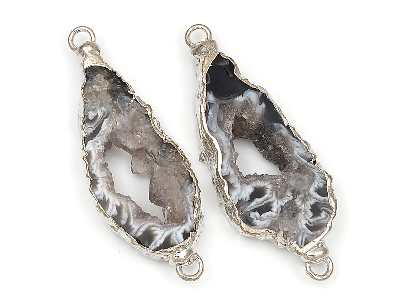 Коннектор среза жеод морозного агата в оправе цвета "серебро". Подвес - 2 мм. Размеры и вес усреднены. Мелкие выемки.
 | Интернет-магазин товаров для рукоделия