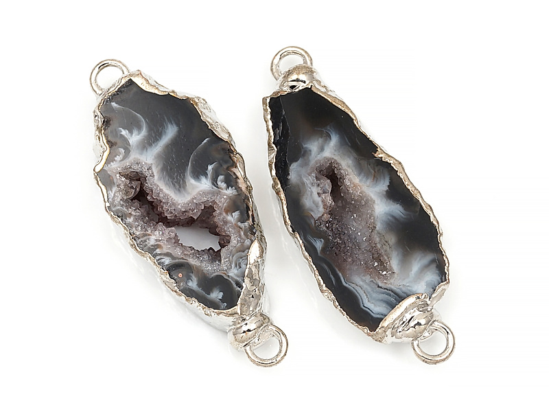 Коннектор среза жеод морозного агата в оправе цвета "серебро". Подвес - 2 мм. Размеры и вес усреднены. Мелкие выемки.
 | Интернет-магазин товаров для рукоделия